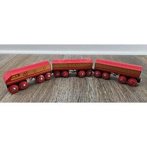 BRIO Diesel Passenger Train Wooden Vintage 33418 Red Yellow - 3 Piece Trains Set